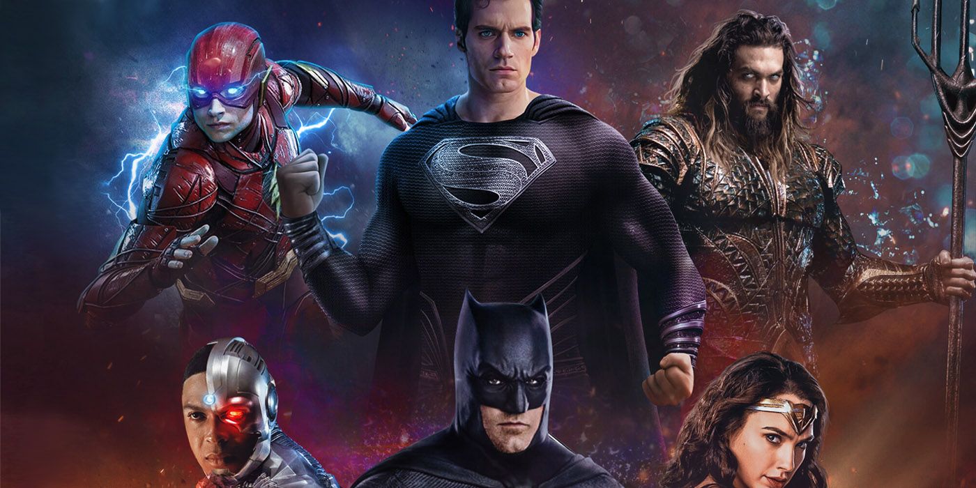 Batman, Superman, Wonder Woman, Aquaman, Cyborg, The Flash in Zack Snyder's Justice League poster