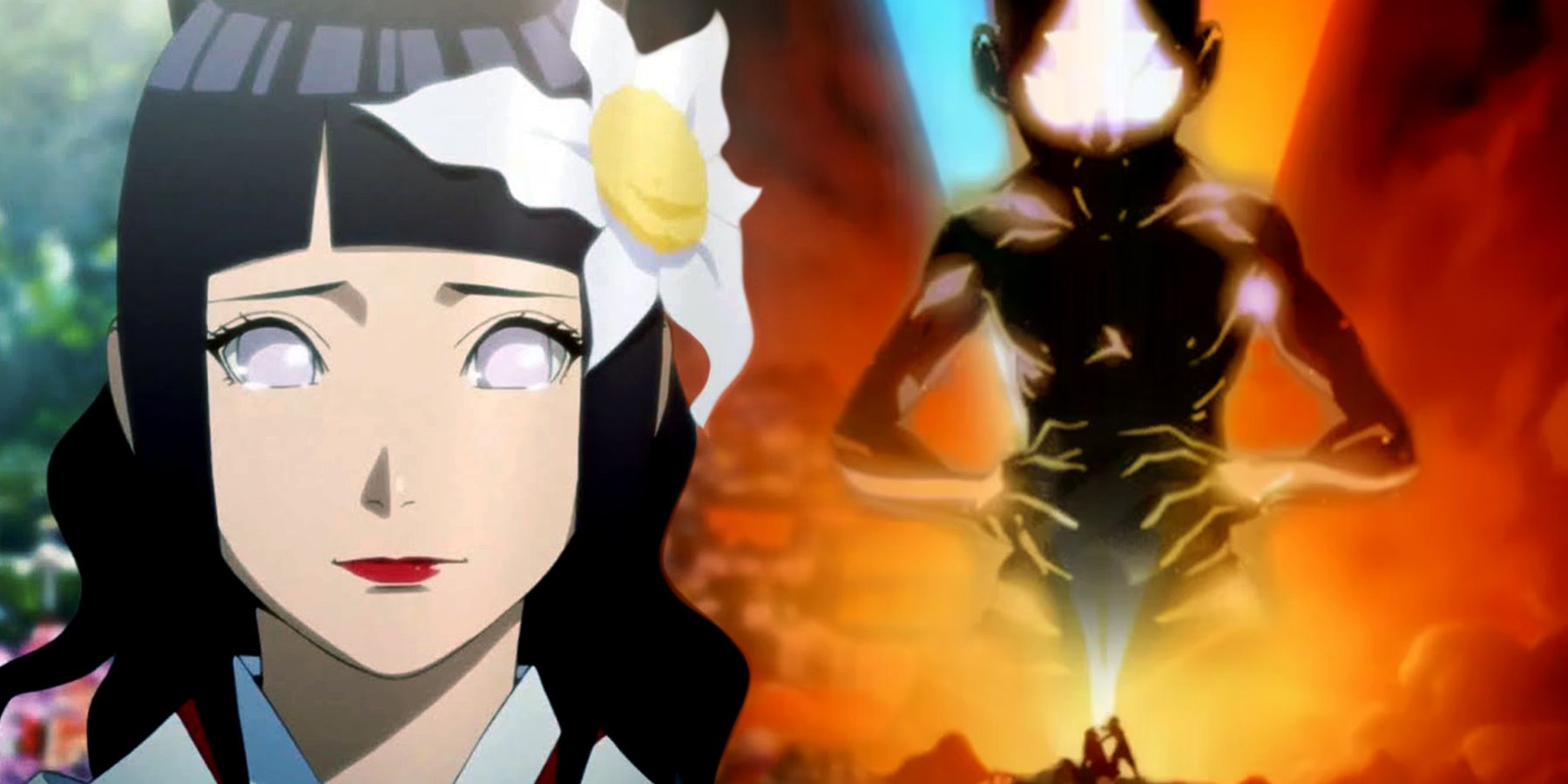 Hinata from Naruto and Aang form Avatar: The Last Airbender.
