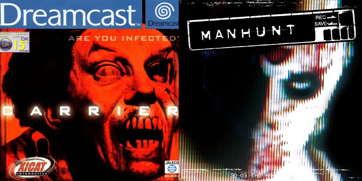 Left: cover of Dreamcast game. Right: cover of Manhunt game.