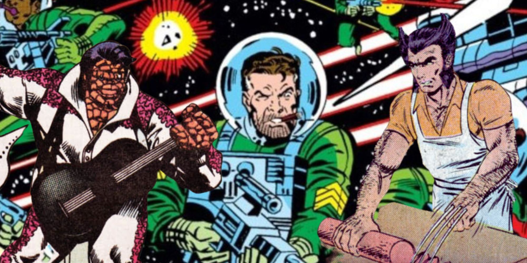 Thing as Elvis, Nick Fury in space and Wolverine as a chef in What If Marvel Comics