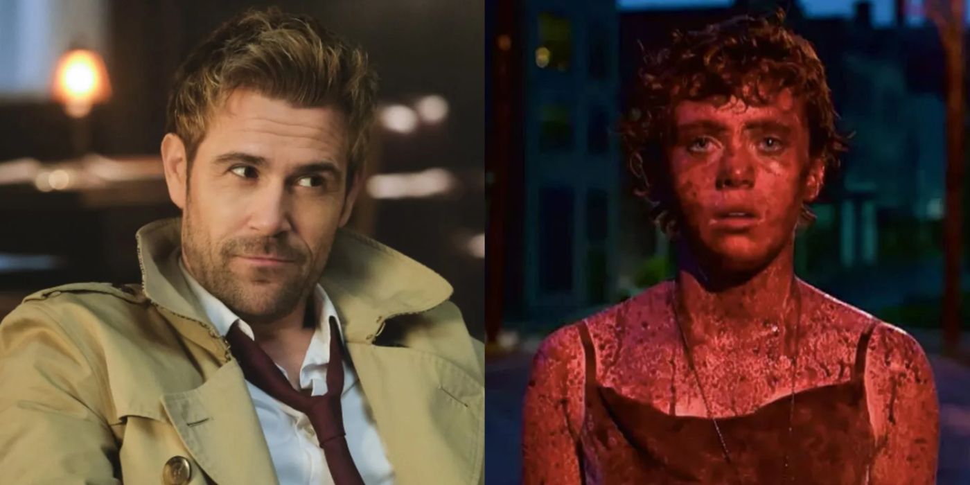 John Constantine smiling in the TV series Constantine and Sophie covered in blood in I Am Not Okay With This. 