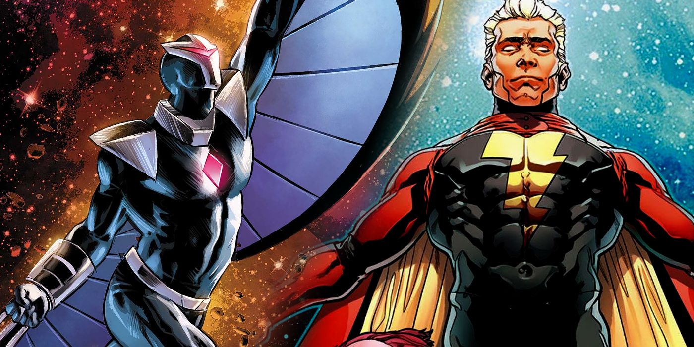 Split image of Darkhawk and Adam Warlock in space from Marvel Comics