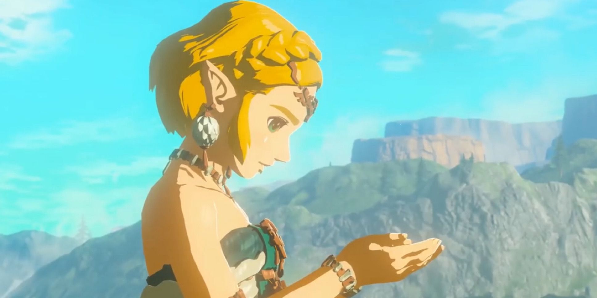 Princess Zelda looks at a Tear item in Tears of the Kingdom’s final trailer