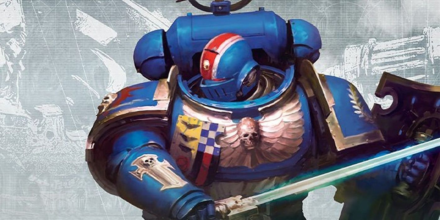 Um fuzileiro espacial azul em Warhammer 40k