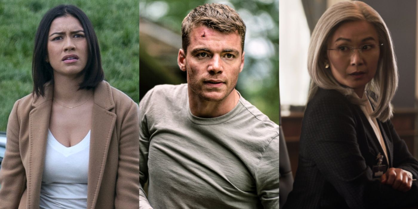 A split image of Rose, Peter, and Diane in Netflix's The Night Agent