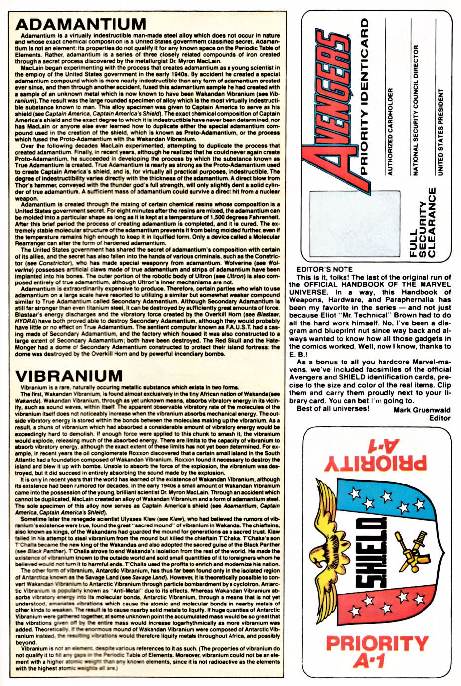 Texto de Adamantium no Manual Oficial do Universo Marvel