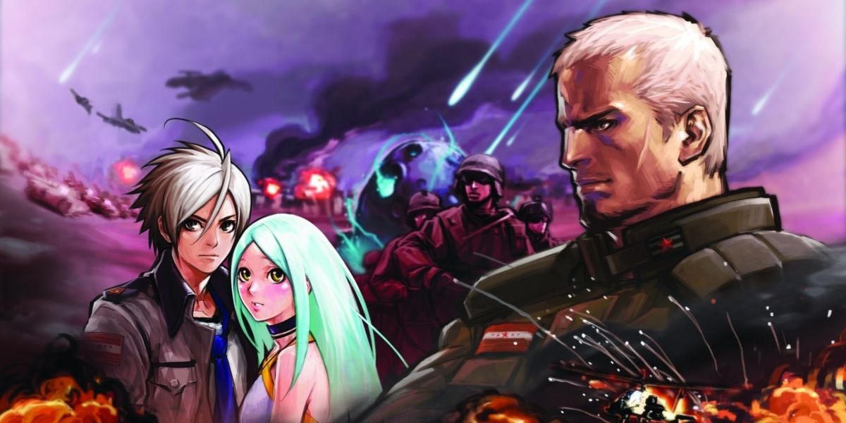 Will, Isabella e Brenner em um campo de batalha em Advance Wars: Days of Ruin