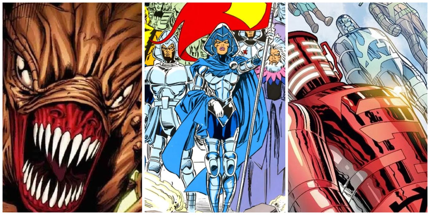 Split Image of aliens the Brood, Shi'ar, and Celestials in Marvel Comics