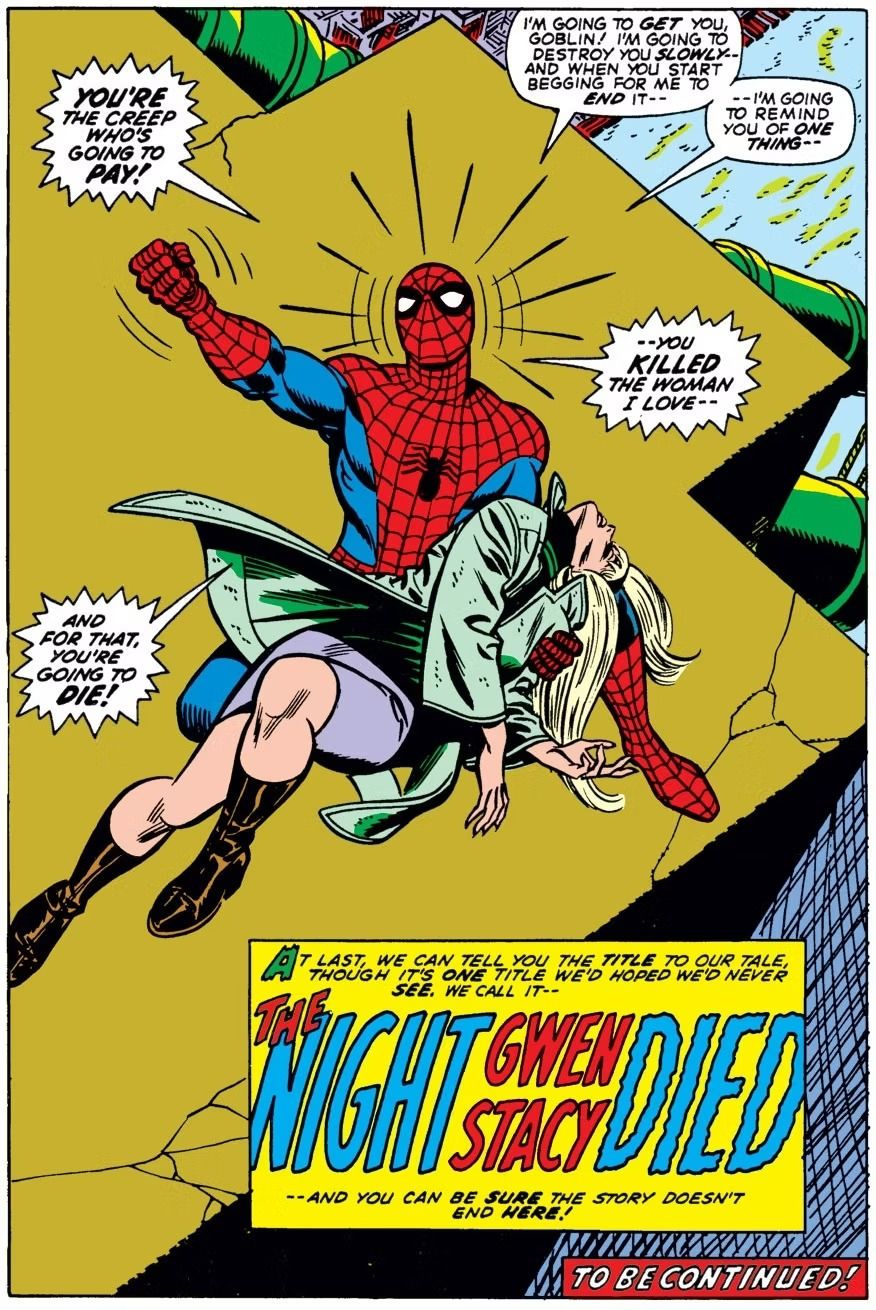 Homem-Aranha promete matar o Duende Verde para vingar a morte de Gwen Stacy