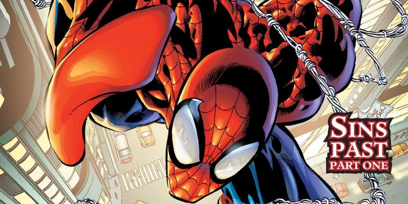 Spider-Man swings over New York in Sins Past