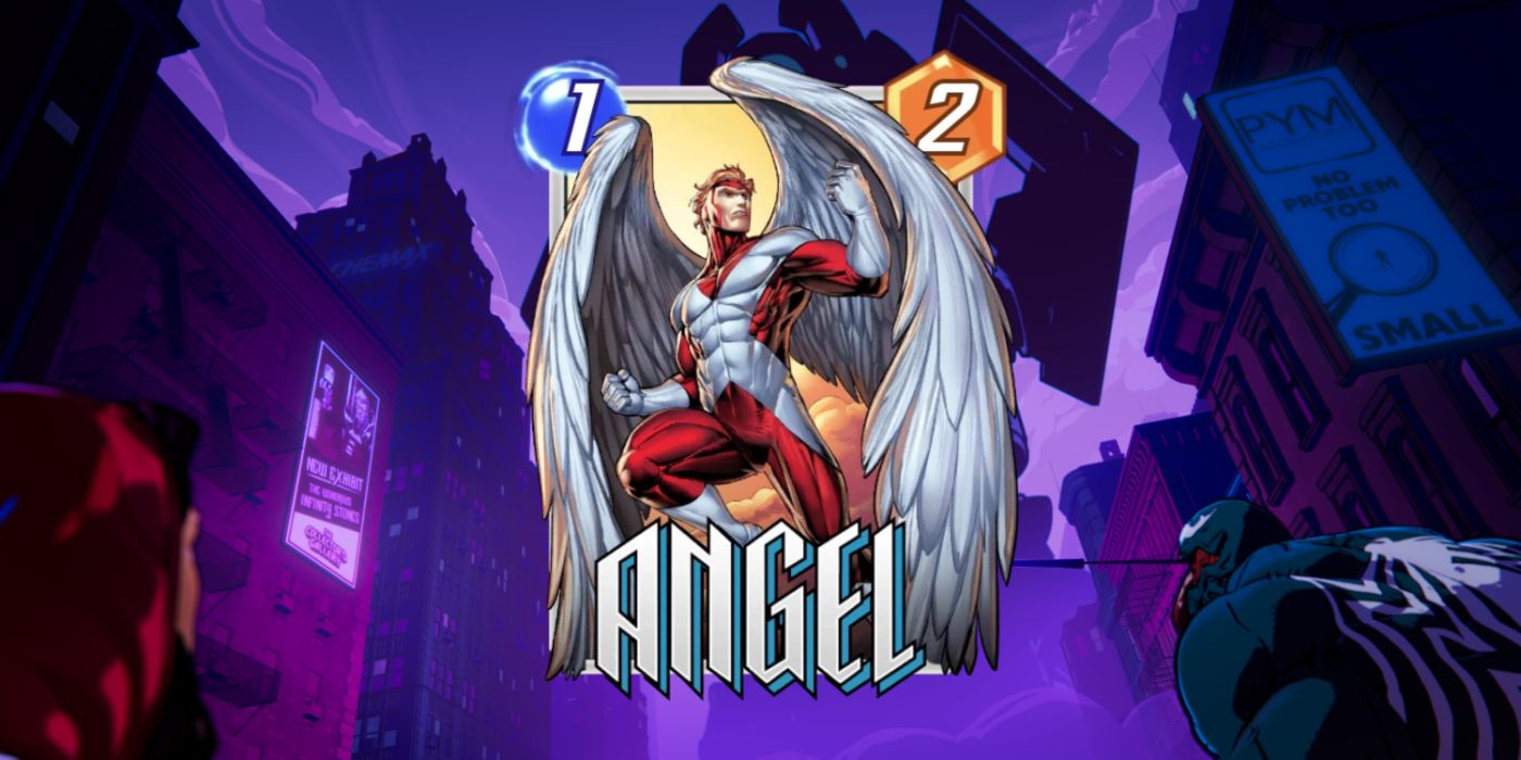 Cartão de Angel em Marvel Snap contra imagem promocional