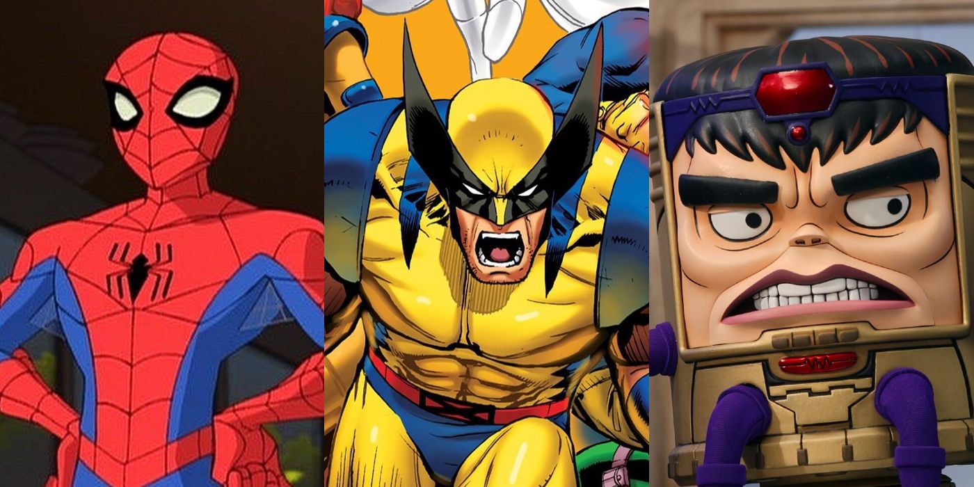 Split Image: Specatacular Spider-Man, Wolverine in X-Men The Animated Series, MODOK