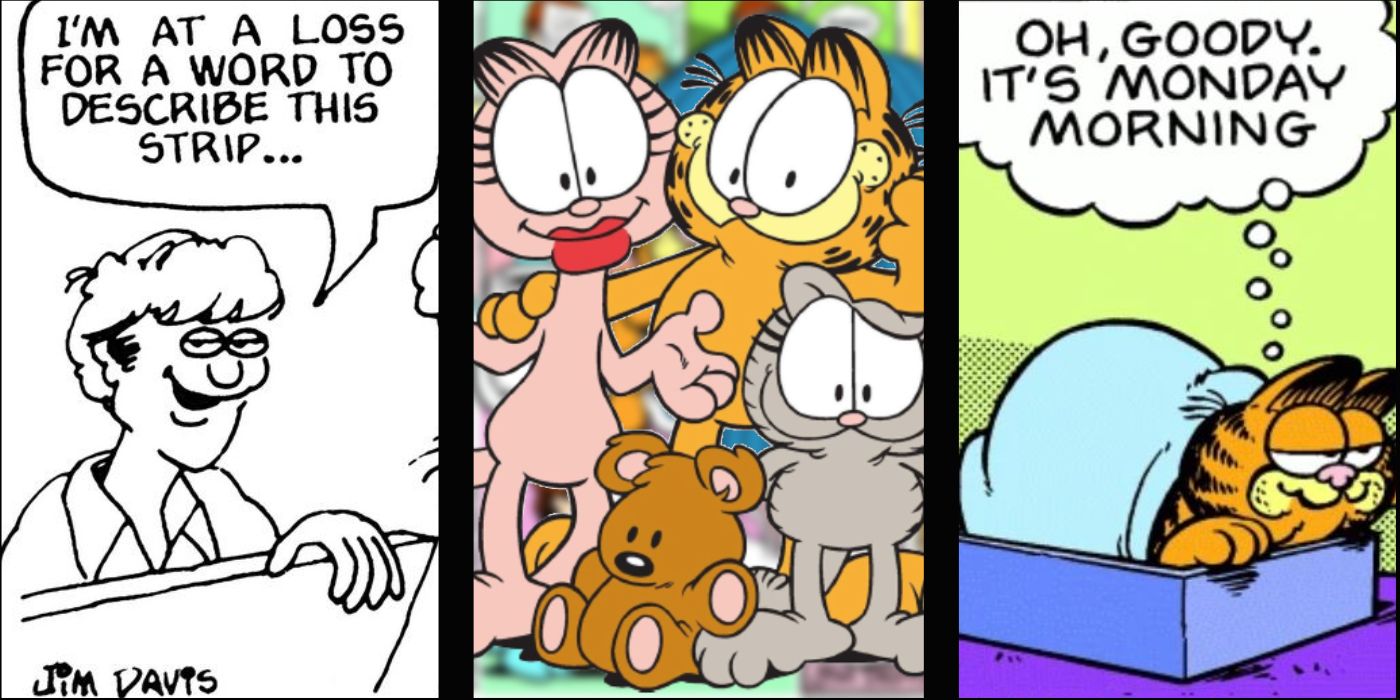 Early Jon, Garfield Cast and Garfield loving Monday in a split image