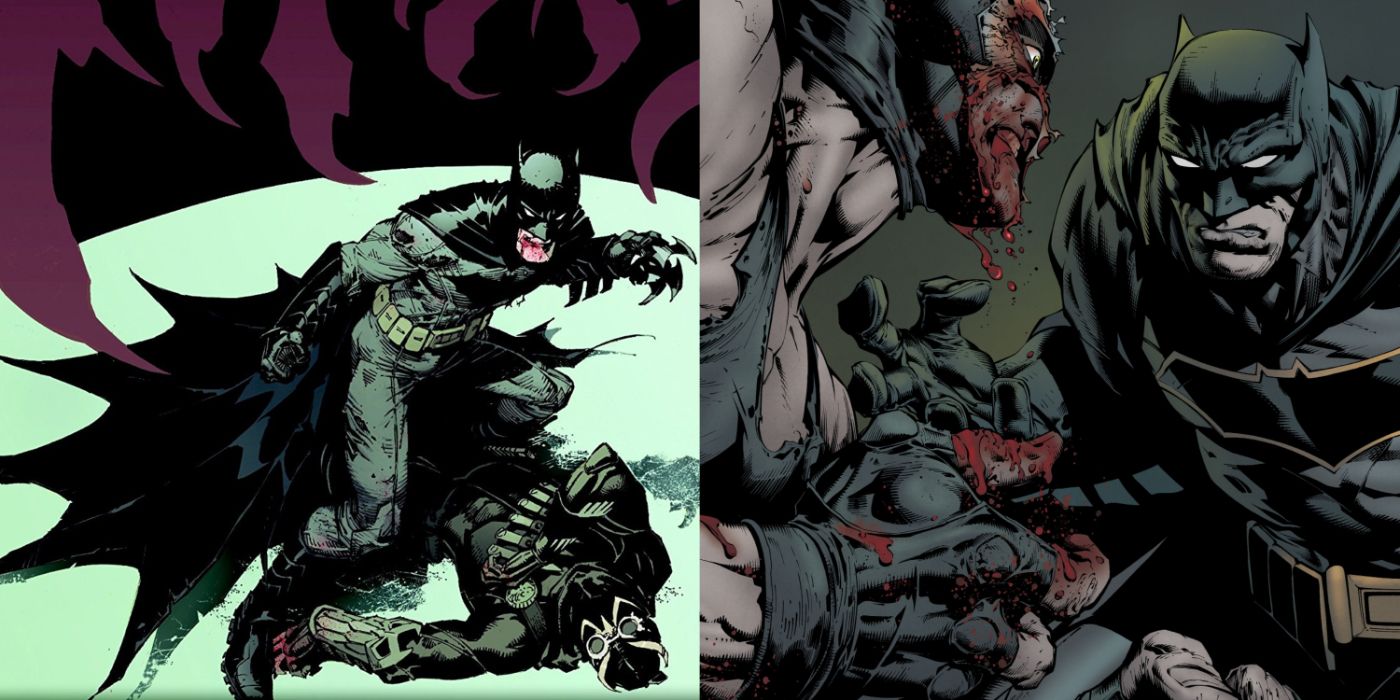 Split image of Batman: The Court of Owls and I Am Bane comic covers.
