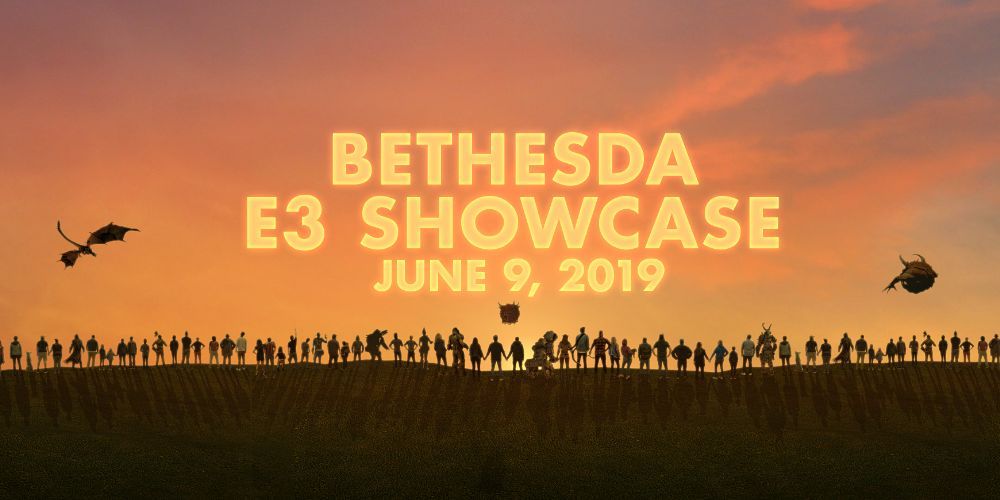 A arte promocional do E3 Showcase 2019 da Bethesda.