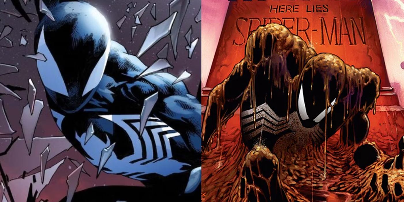 Split Image: Black Suit Spider-Man; Spider-Man emerges from his grave in Kraven's Last Hunt