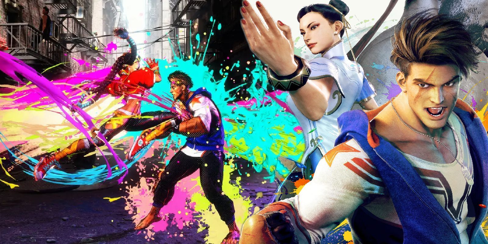 Street Fighter 6 promo art featuring Luke and Chun Li