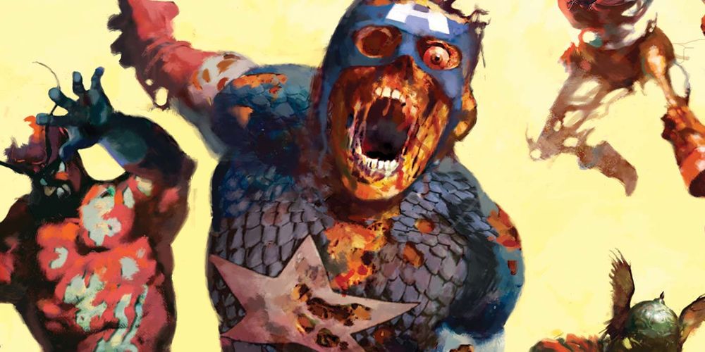 Captain America leads the dead Avengers in Marvel Zombies
