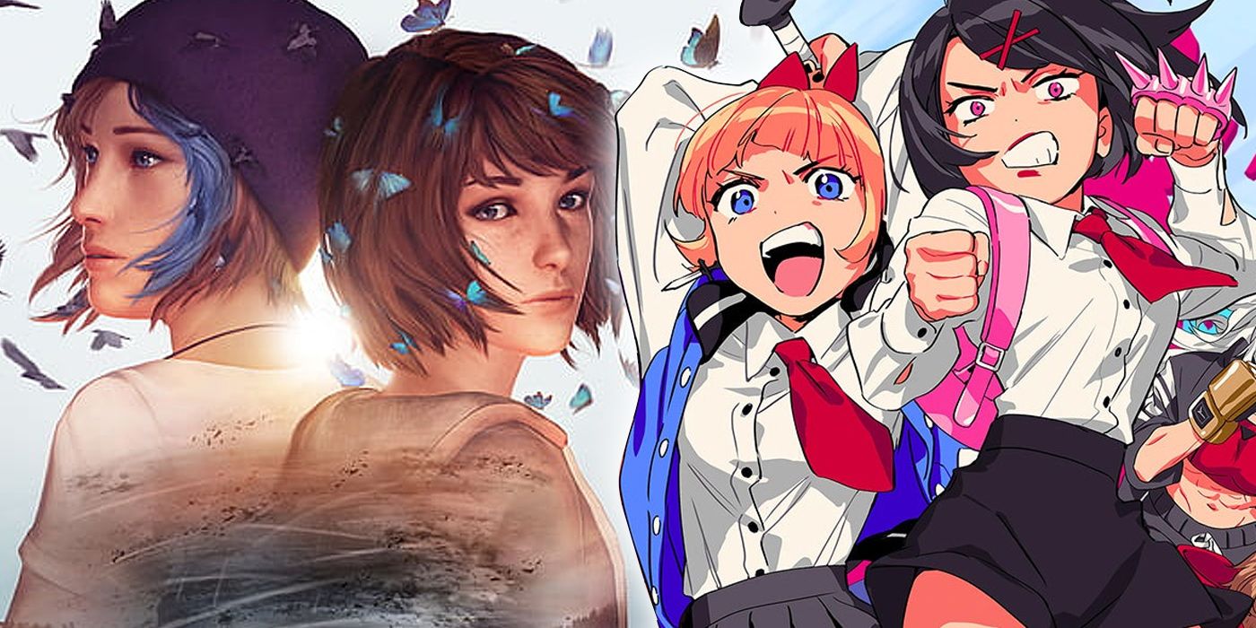 A combined image of Chloe and Max in Life is Strange and Kyoko and Misako in River City Girls