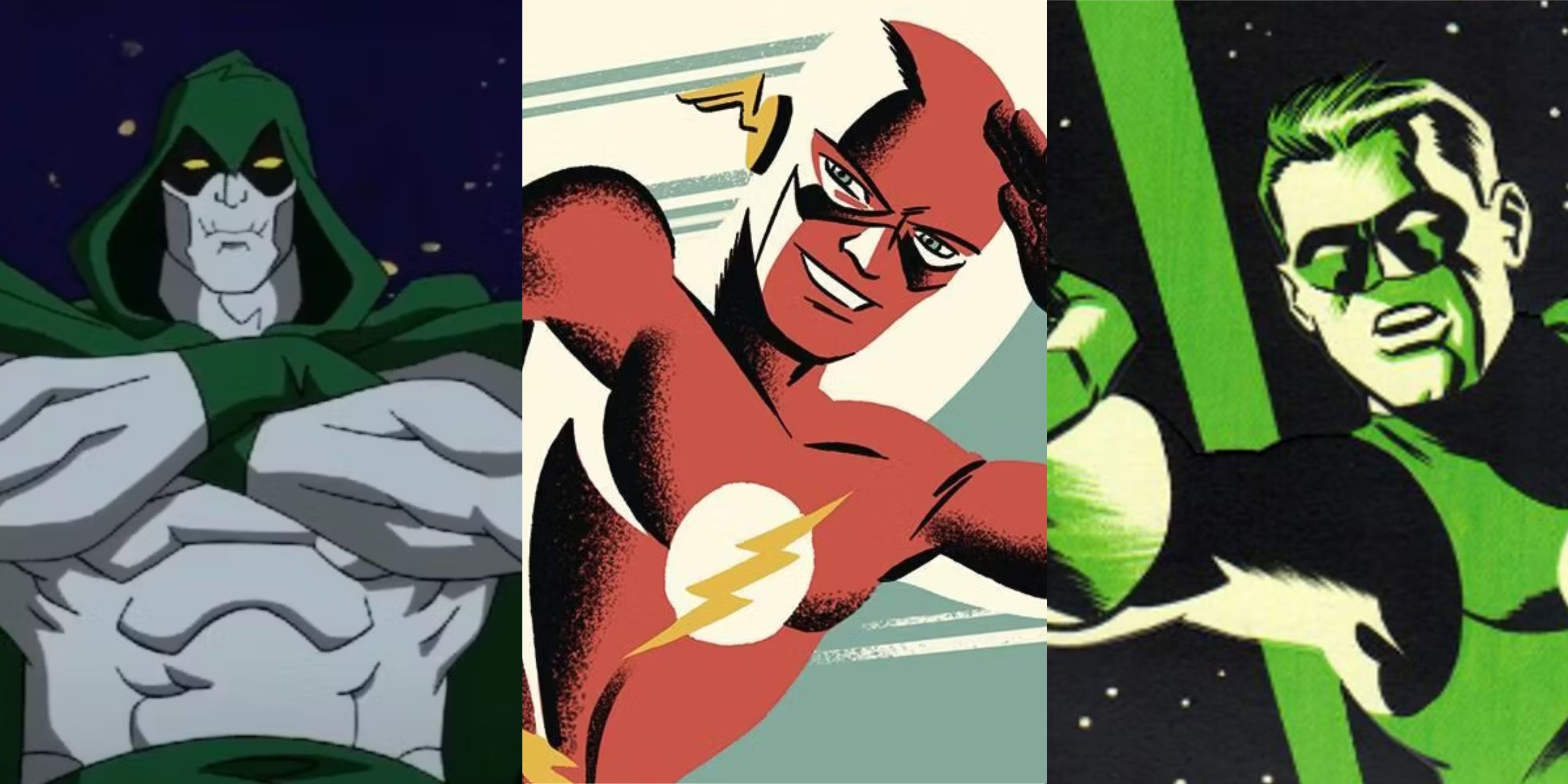 Split image of Silver Age Spectre, Flash, and Green Lantern. 
