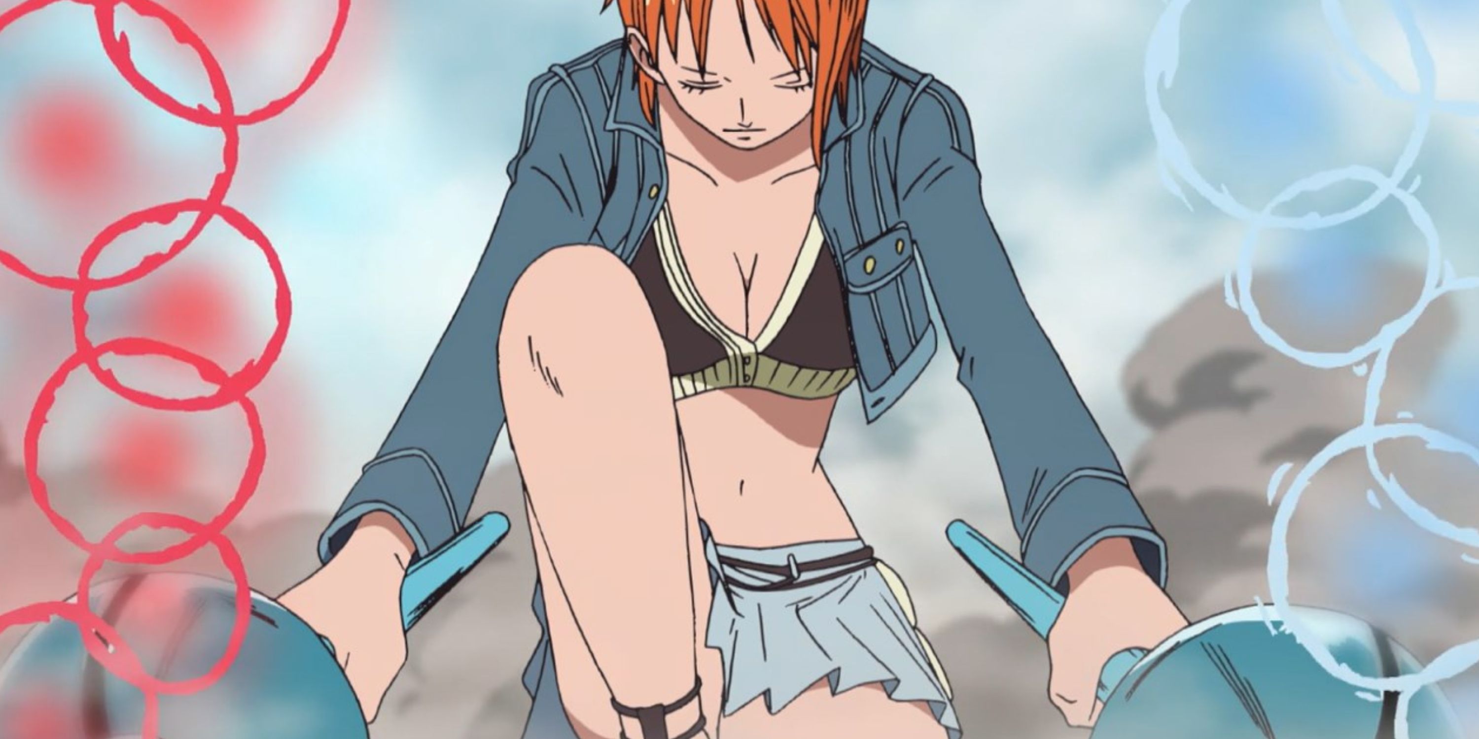 Nami wielding the Clima-Tact during One Piece's Enies Lobby arc.