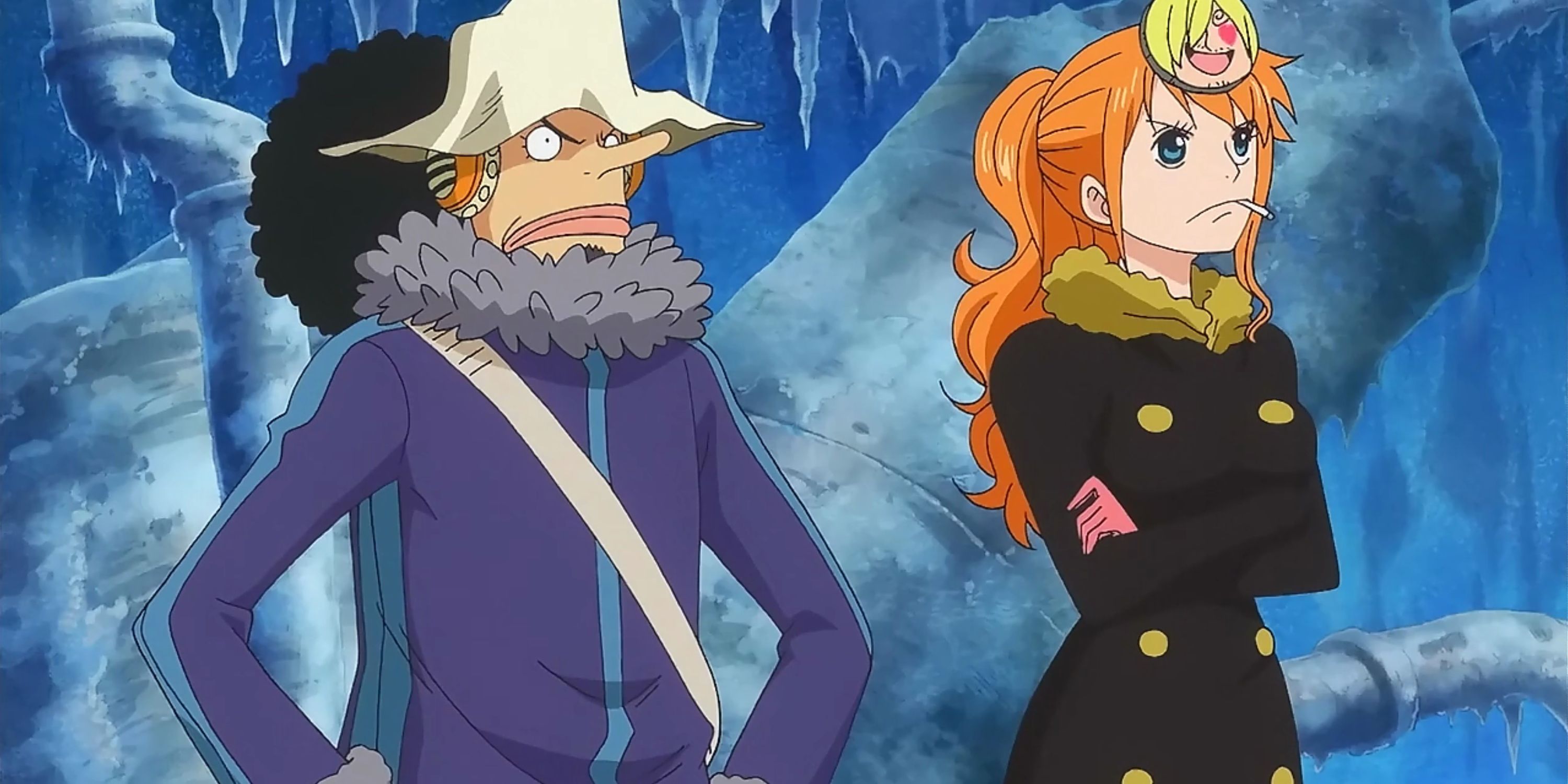 Usopp and Nami don their new outfits during One Piece's Punk Hazard Arc