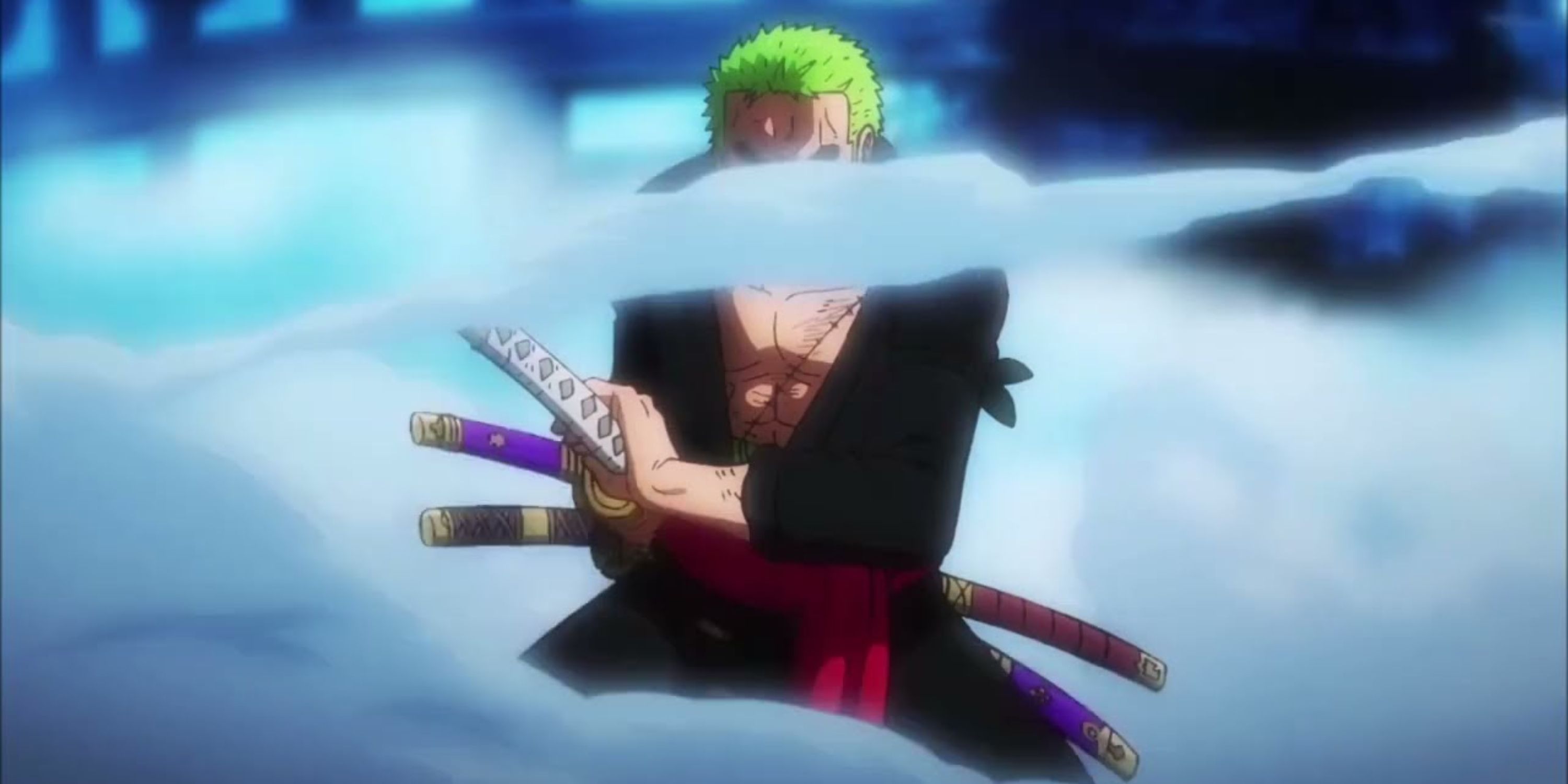 Roronoa Zoro is preparing to use Lion's Song during the Wano Arc in One Piece.