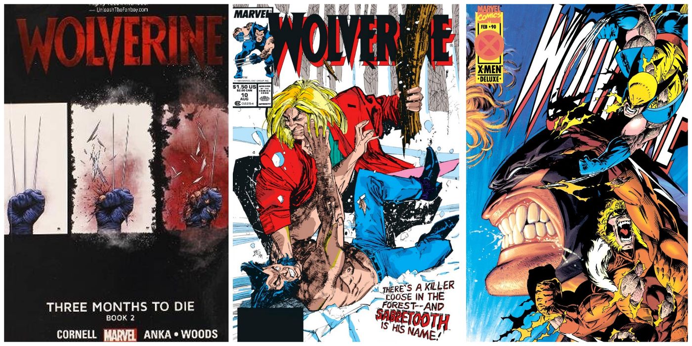 A split image of the cover to Wolverine: Three Months To Die, Wolverine #10, and Wolverine #90 from Marvel Comics