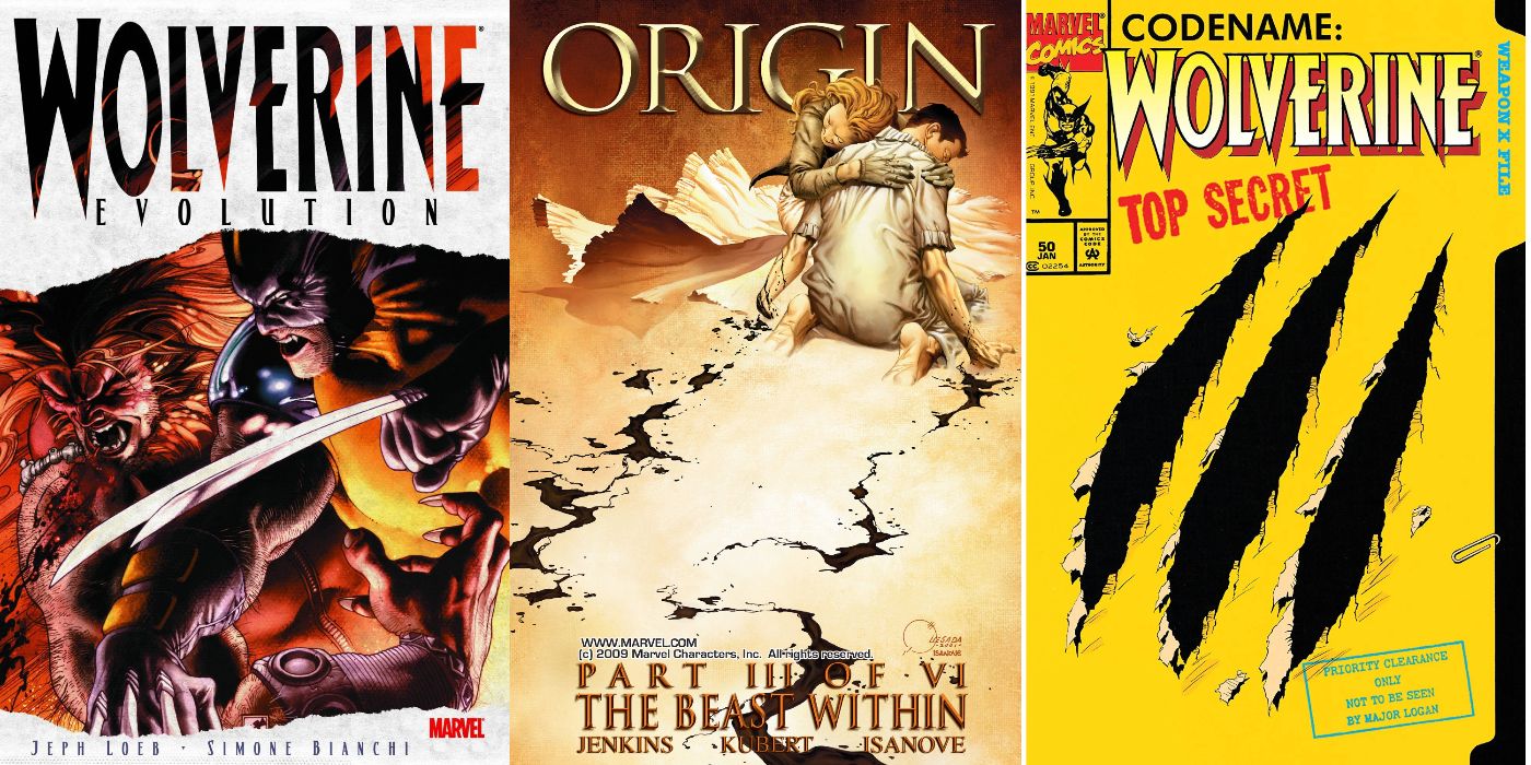 A split image of the covers to Wolverine: Evolution, Origin #3, and Wolverine (Vol. 2) #50 from Marvel Comics