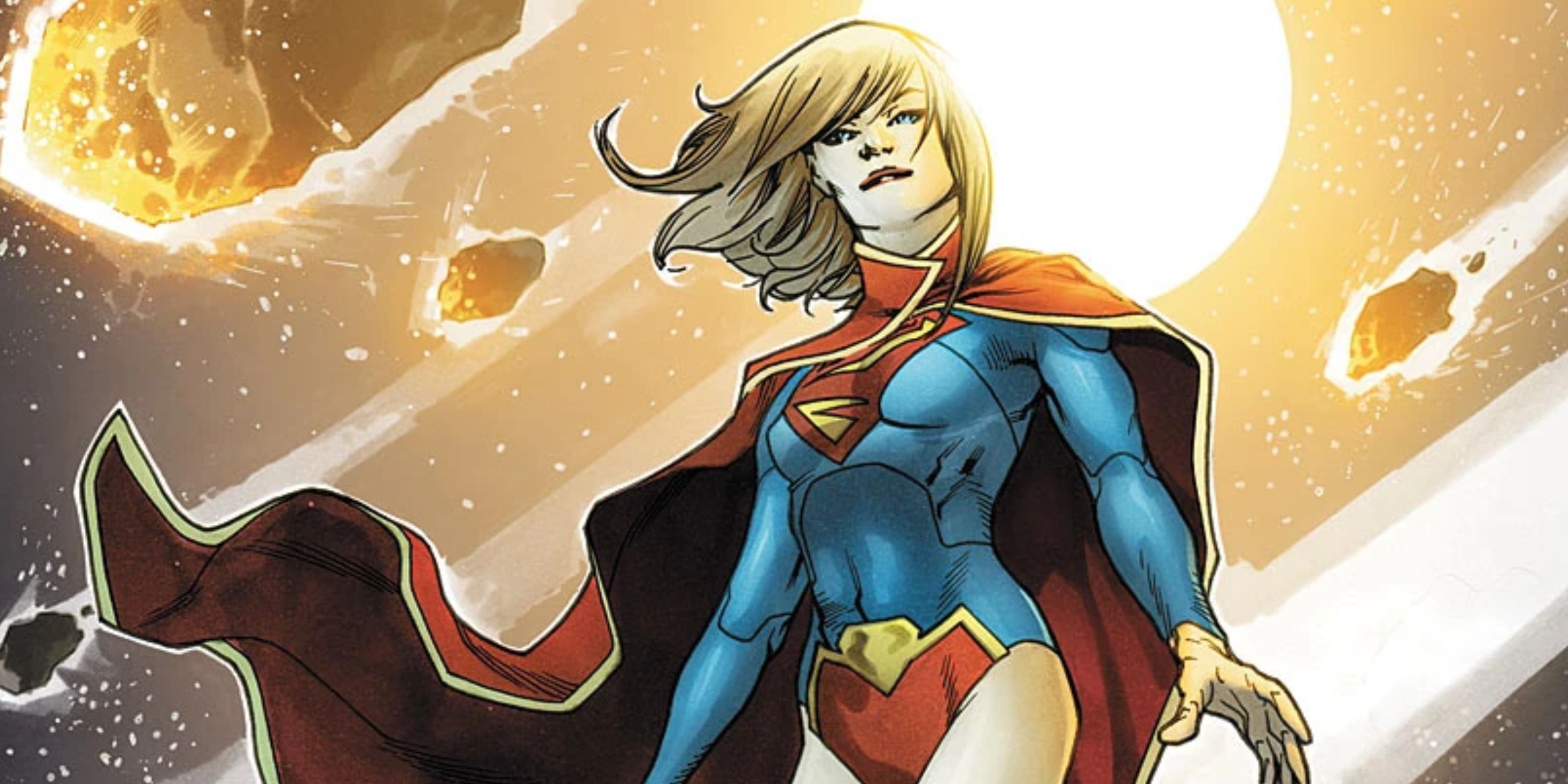 La New 52 Supergirl flottant devant les comètes