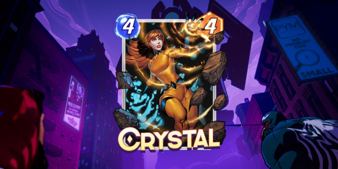 Cartão de Crystal em Marvel Snap contra imagem promocional