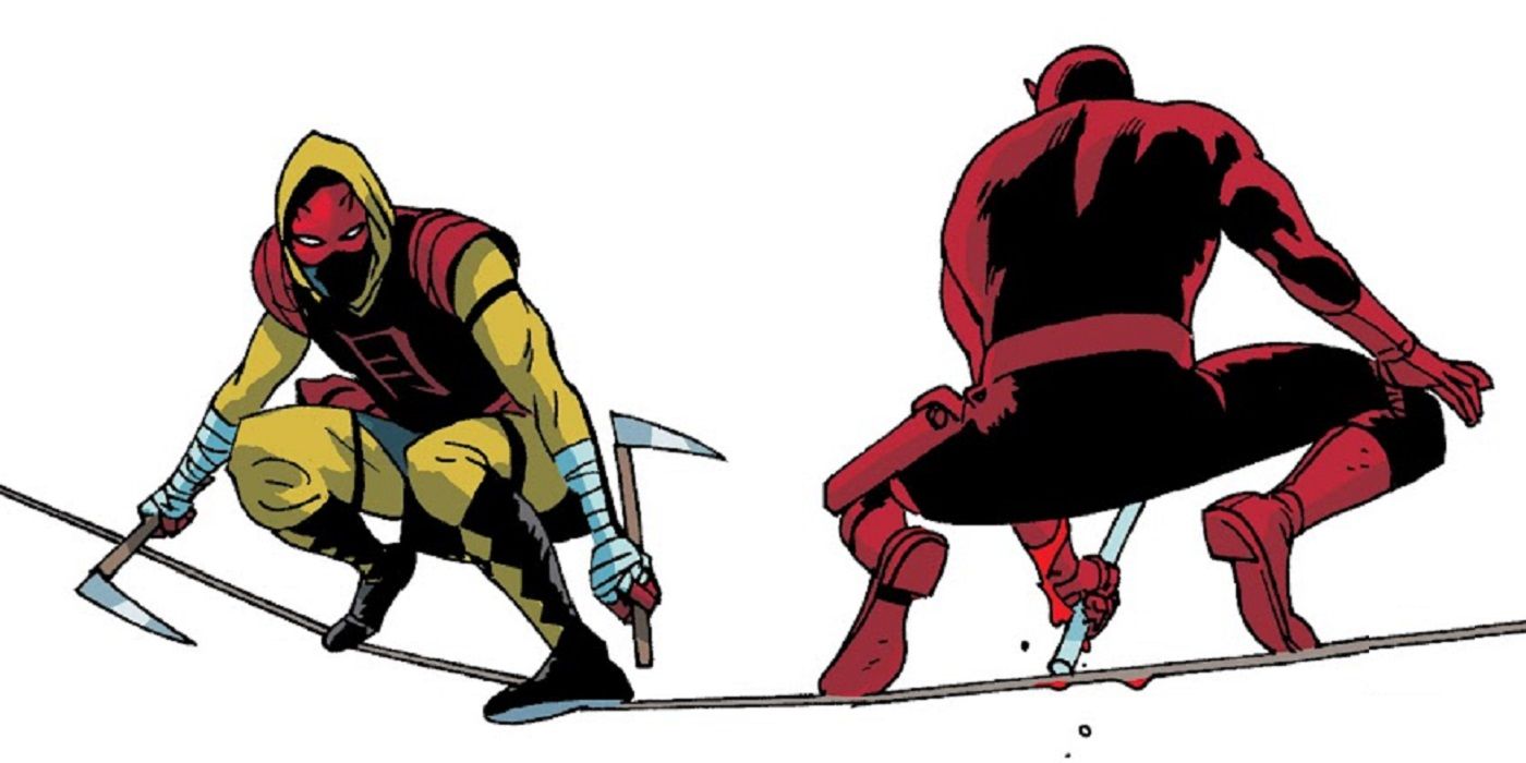 Daredevil fights against Ikari on power lines