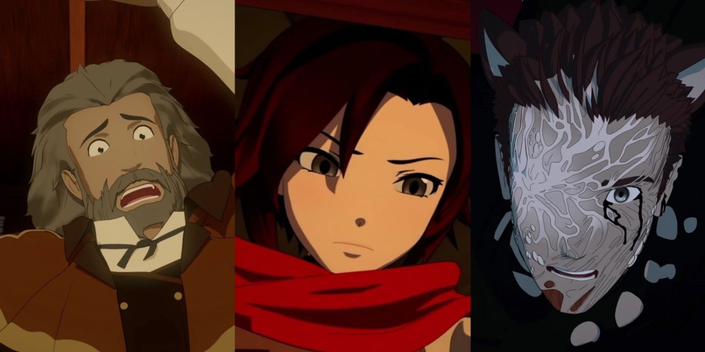 A split image of Lionheart, Ruby, and Silver-Eyed Warriors in RWBY