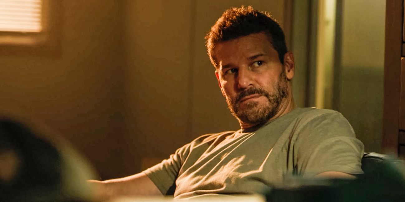 David Boreanaz looking annoyed while looking at some one in SEAL Team