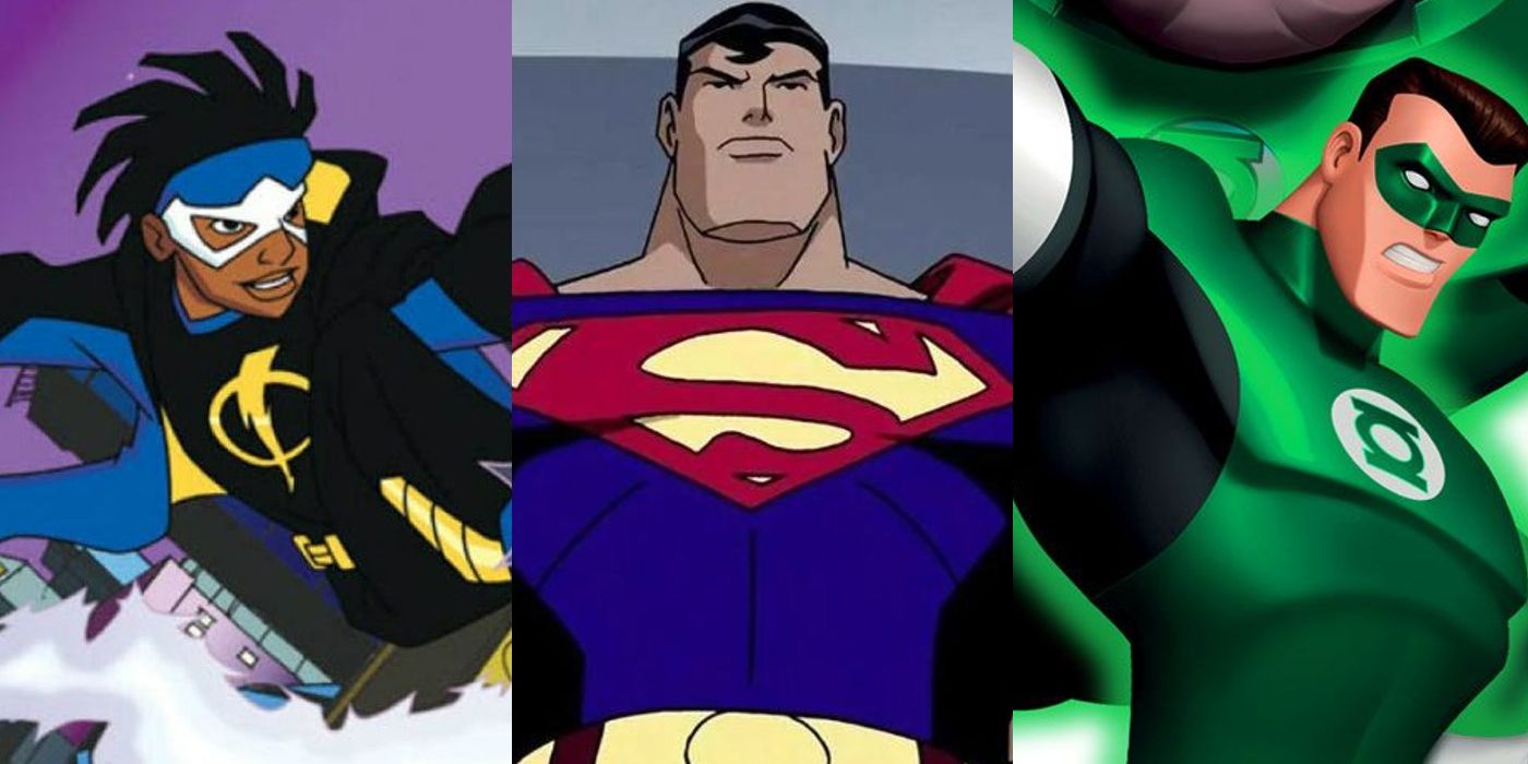 Split Image: Static Shock, Superman, Green Lantern in their respective animated series