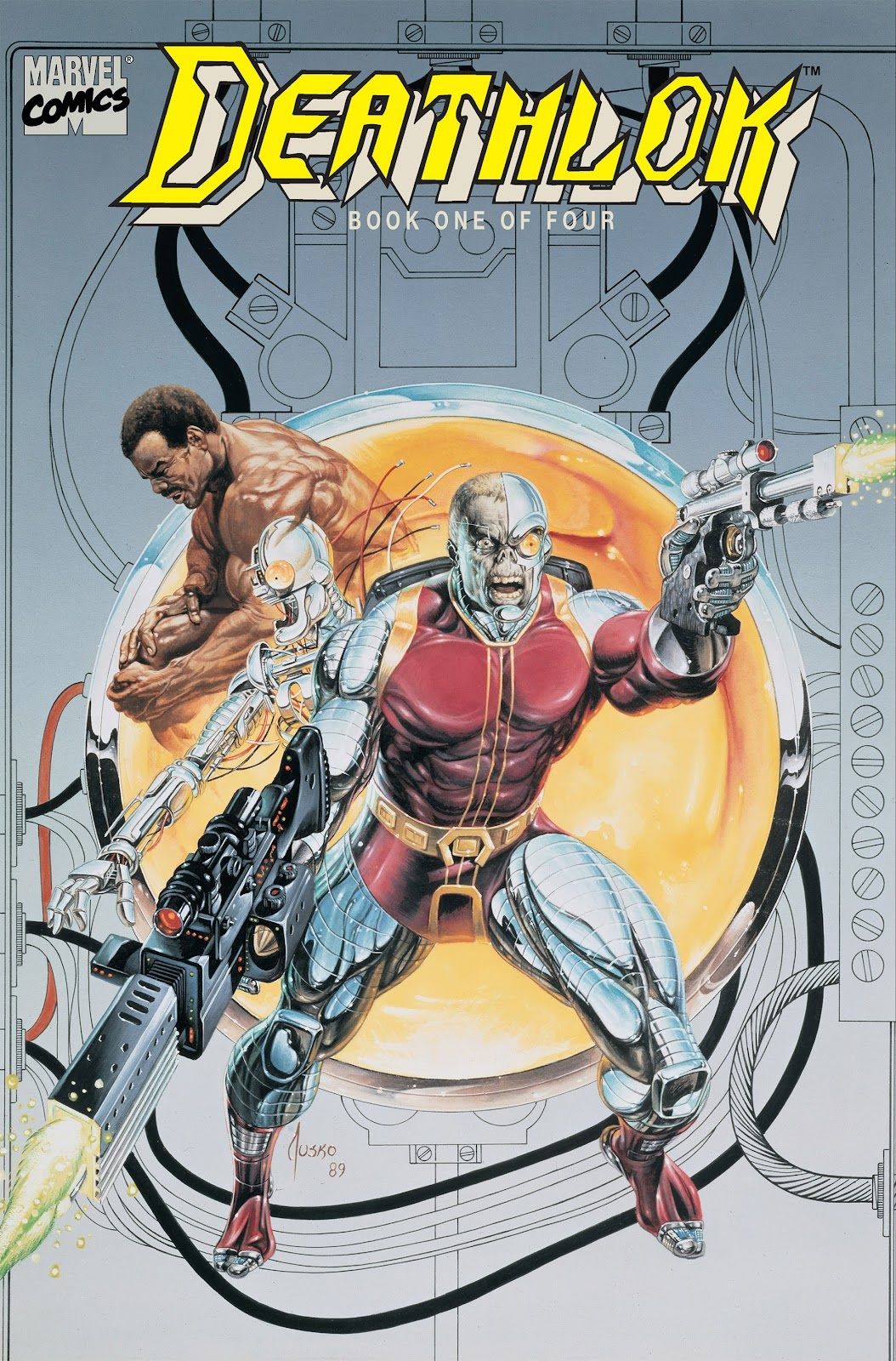 Desenho de Deathlok de Joe Jusko para sua minissérie
