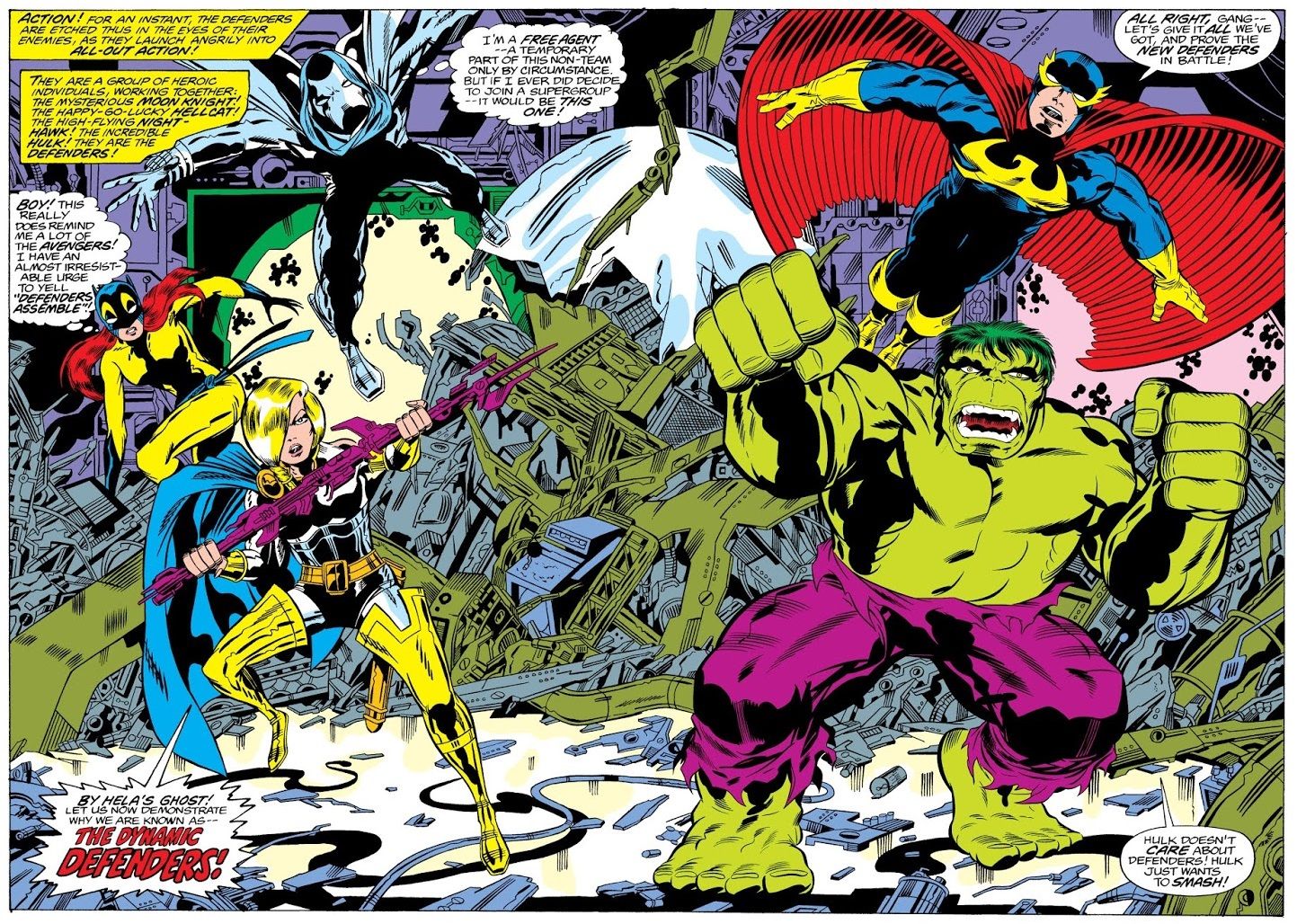 Keith Giffen draws the Defenders in action