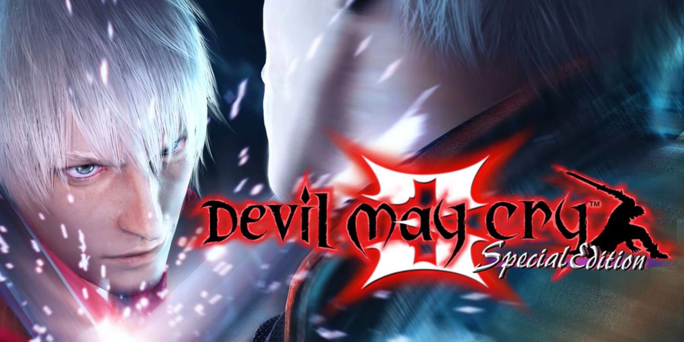 Arte-chave de Devil May Cry 3: Special Edition com espadas de Dante e Vergil em confronto.