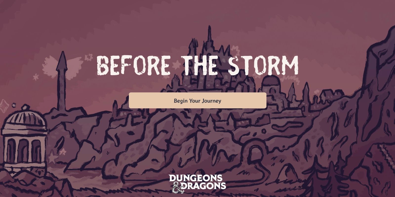 Starting screen for D&D Beyond's Before the Storm