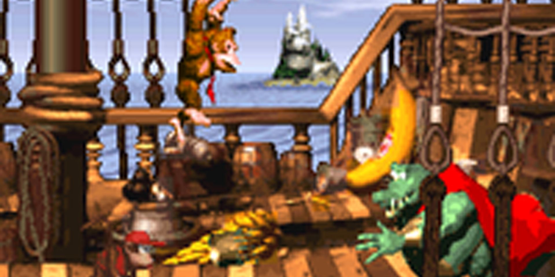 King Donkey and Diddy are fighting.  K.Rool.