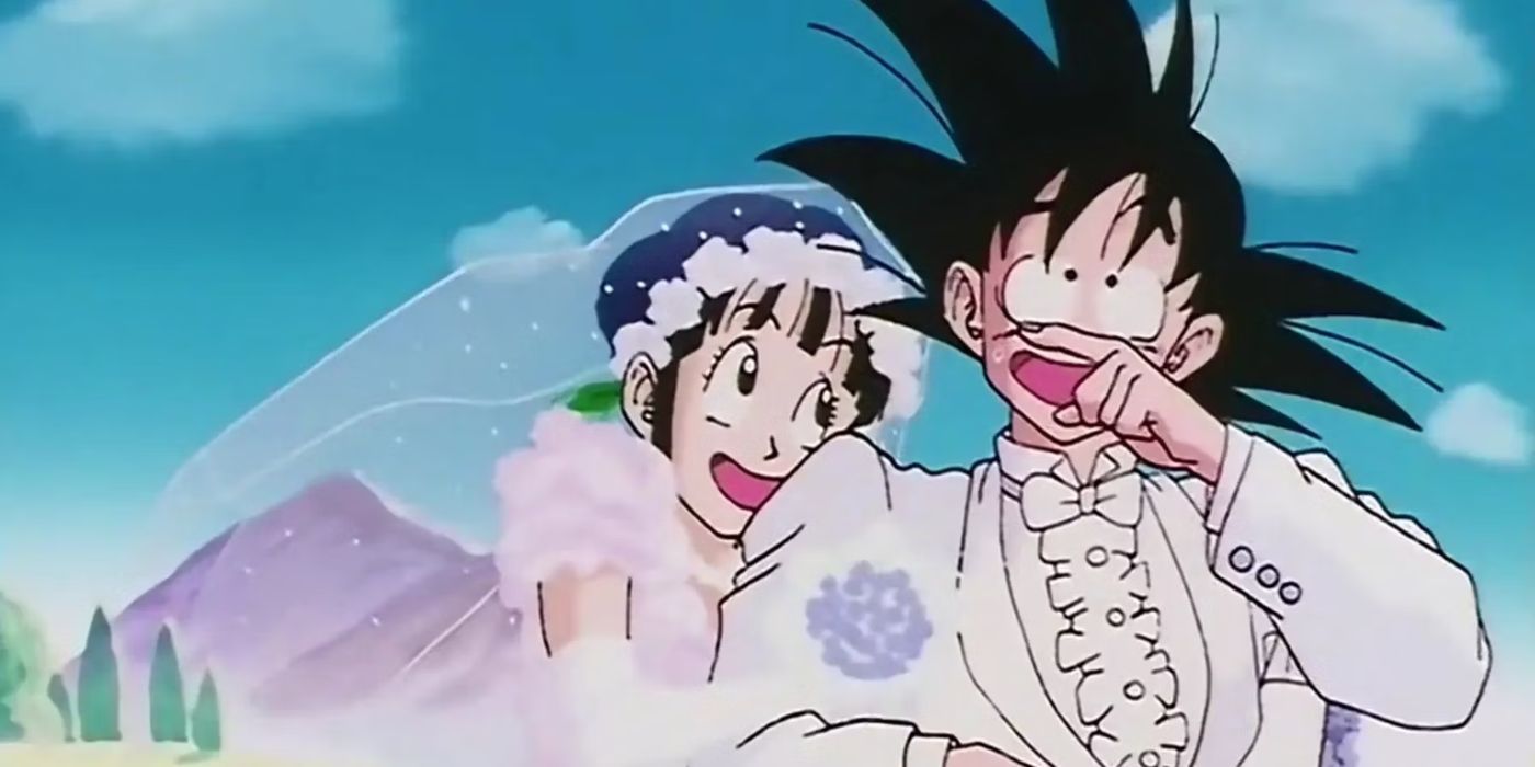 Goku e Chi-Chi se casam no episódio final de Dragon Ball.