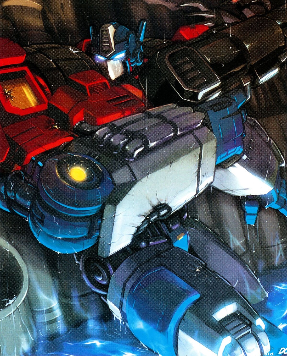 A damaged Optimus Prime from Transformers: War Within. 