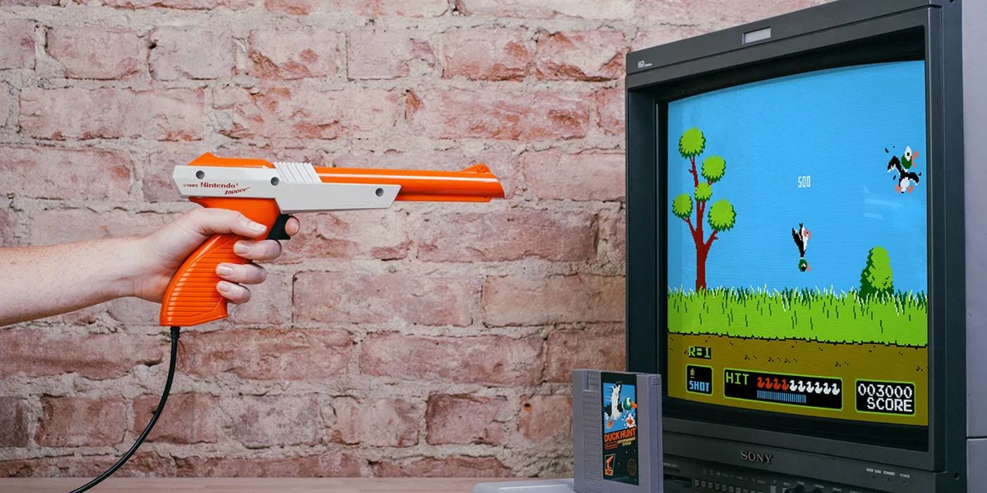 Um jogador atira em pássaros em Duck Hunt.