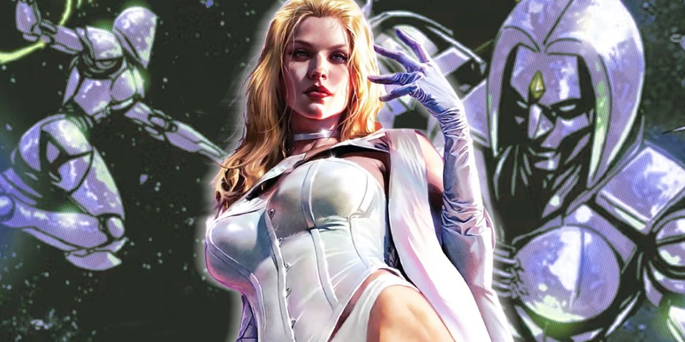 Emma Frost and her mecha, Blood DIamond Monarch