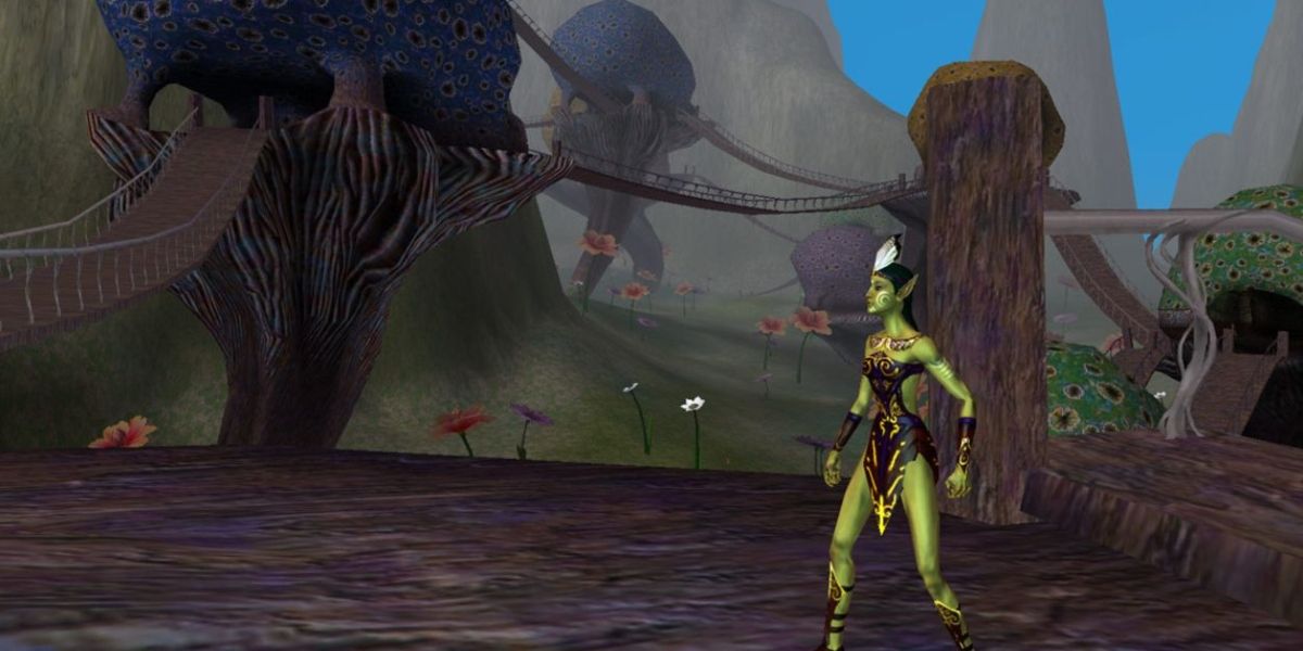 Um personagem do jogador explorando o mundo no jogo Everquest