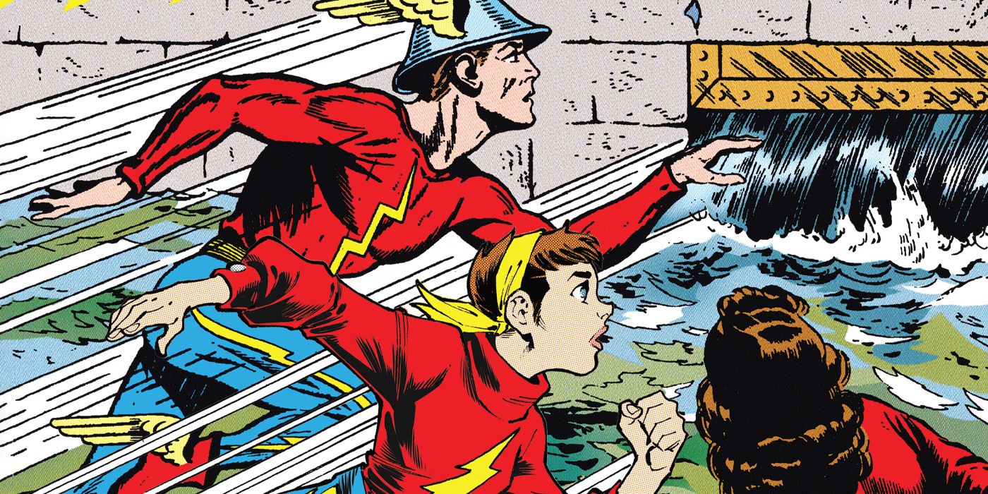 Flash Jay Garrick runs alongside his daughter Judy, AKA Boom, in DC Comics