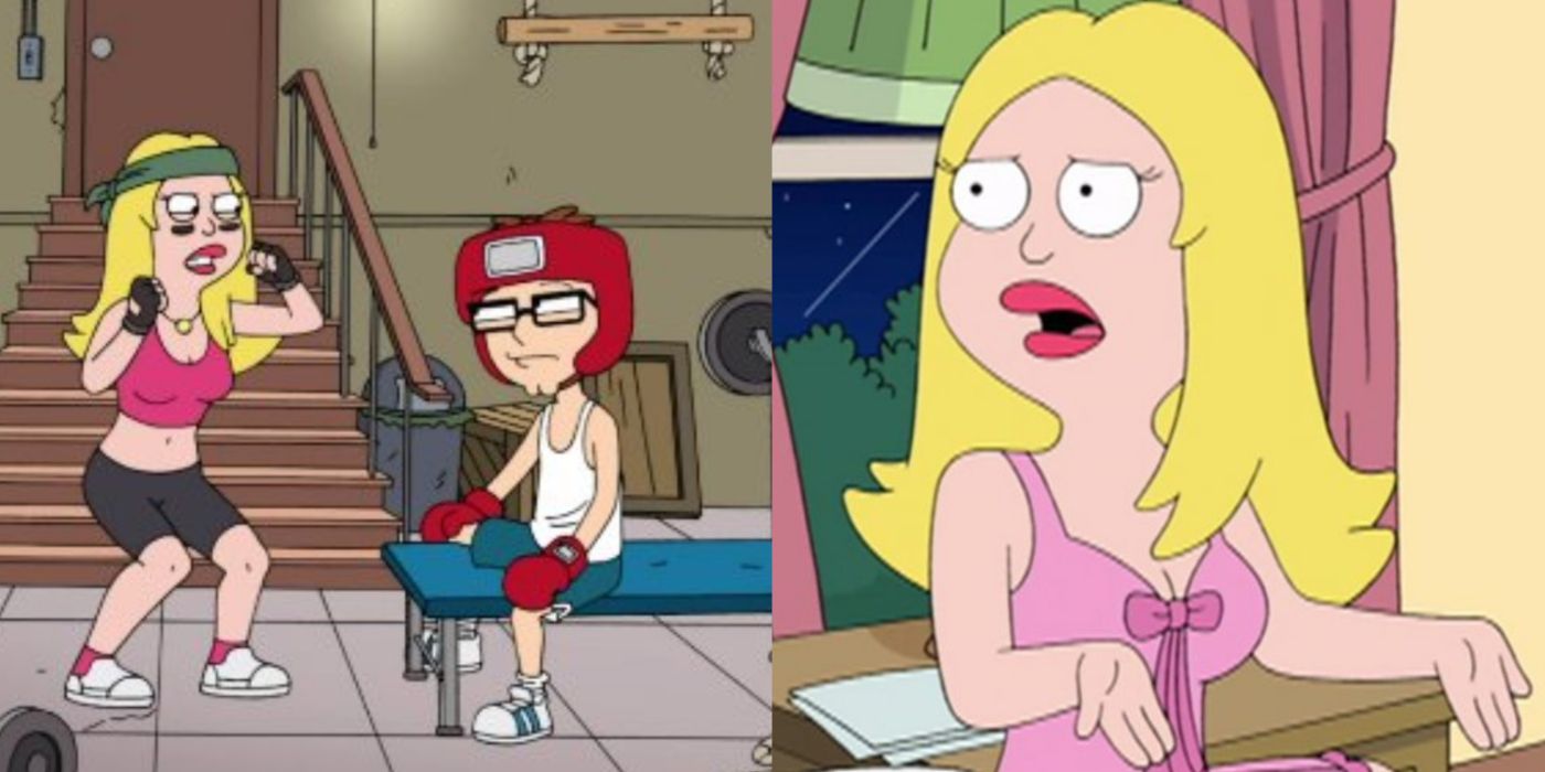 Split image showing some of Francine's scenes in Family Guy