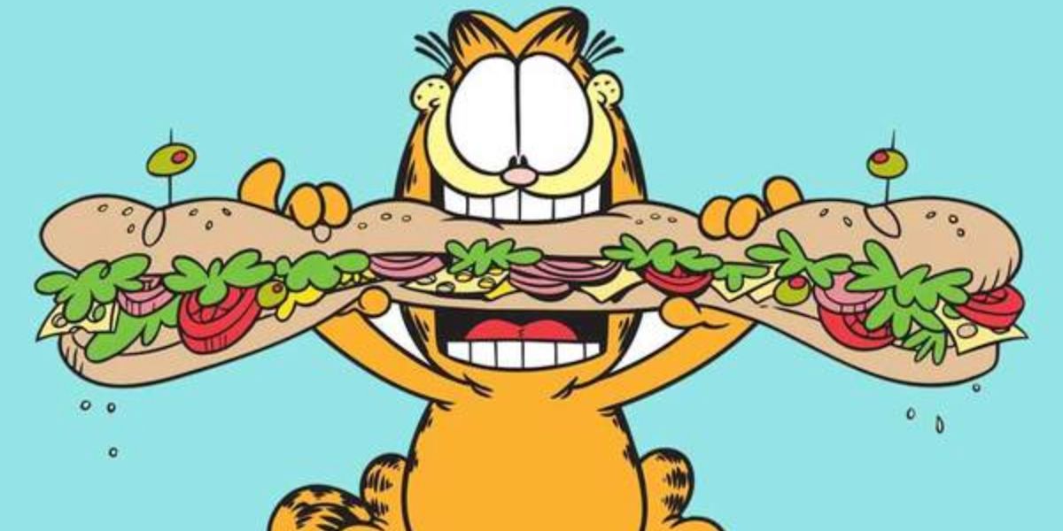 Garfield consumes a huge sandwich in Garfield comics