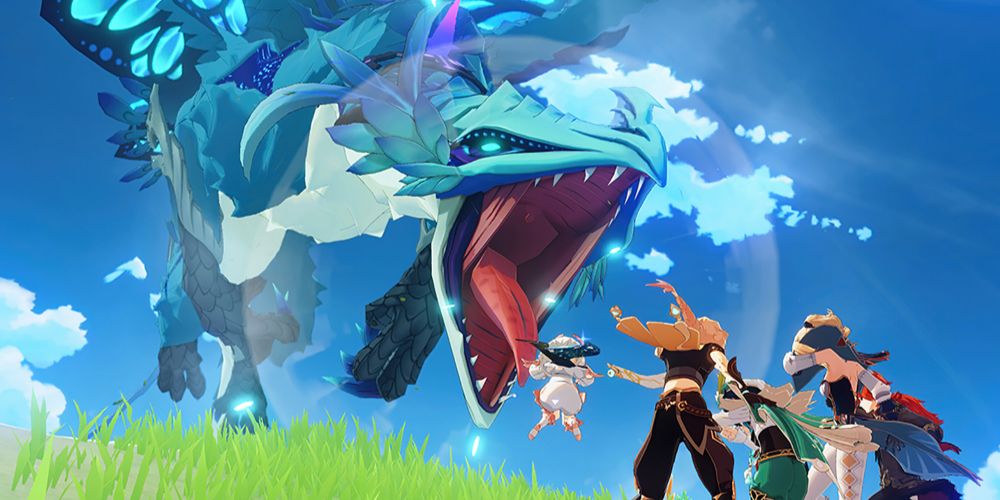 Aether, Paimon, Venti e outros encontram o temível Dvalin em Genshin Impact
