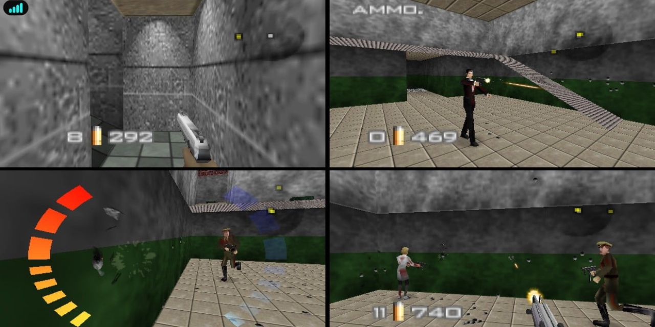 Jogabilidade em tela dividida para quatro jogadores de GoldenEye 007 no Nintendo Switch Online